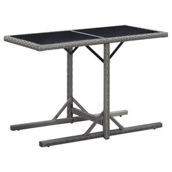 Gartentisch Anthrazit 1105372 cm Glas und Poly Rattan