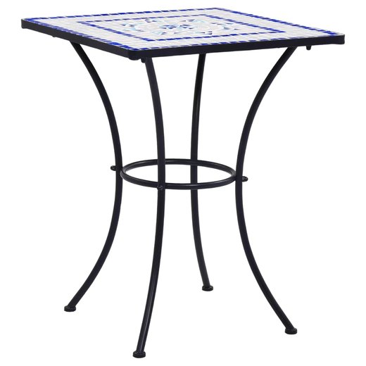Mosaik-Bistrotisch Blau und Wei 60 cm Keramik