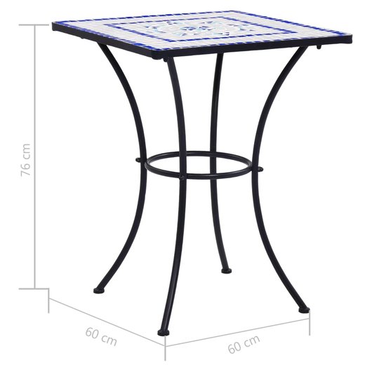 Mosaik-Bistrotisch Blau und Wei 60 cm Keramik