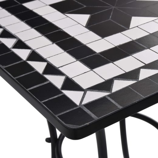Mosaik-Bistrotisch Schwarz und Wei 60 cm Keramik