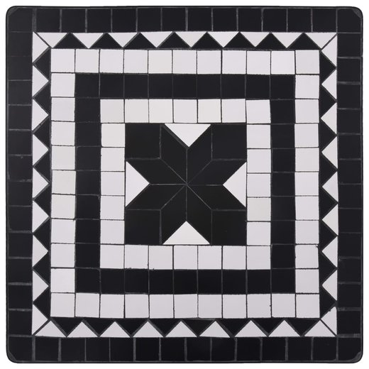 Mosaik-Bistrotisch Schwarz und Wei 60 cm Keramik