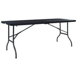 Gartentisch Klappbar Schwarz 1807572 cm HDPE Rattan-Optik