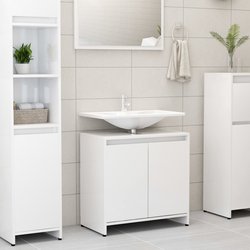 Badezimmerschrank Hochglanz-Wei 60x33x58 cm Spanplatte