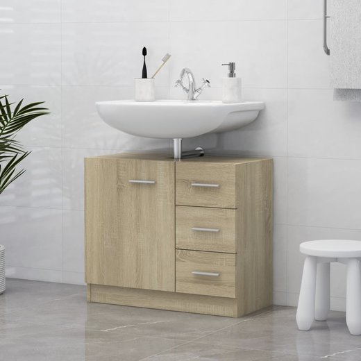 Waschbeckenunterschrank Sonoma-Eiche 63x30x54 cm Spanplatte