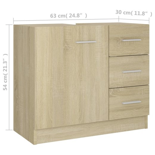 Waschbeckenunterschrank Sonoma-Eiche 63x30x54 cm Spanplatte