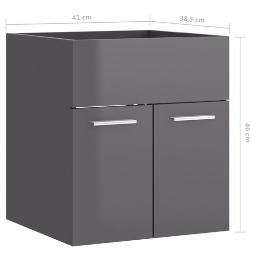Waschbeckenunterschrank Hochglanz-Grau 41x38,5x46 cm Spanplatte