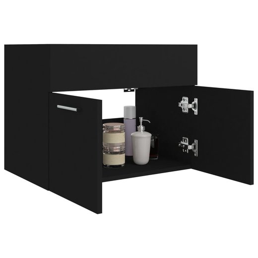 Waschbeckenunterschrank Schwarz 60x38,5x46 cm Spanplatte