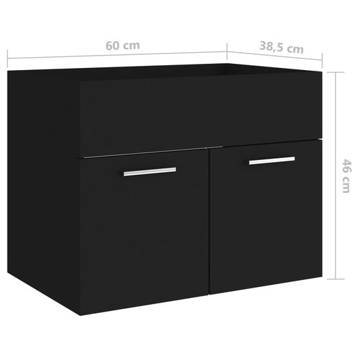 Waschbeckenunterschrank Schwarz 60x38,5x46 cm Spanplatte
