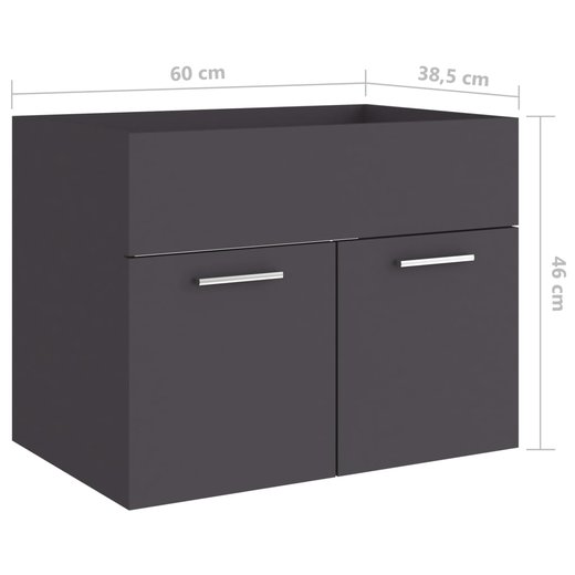 Waschbeckenunterschrank Grau 60x38,5x46 cm Spanplatte