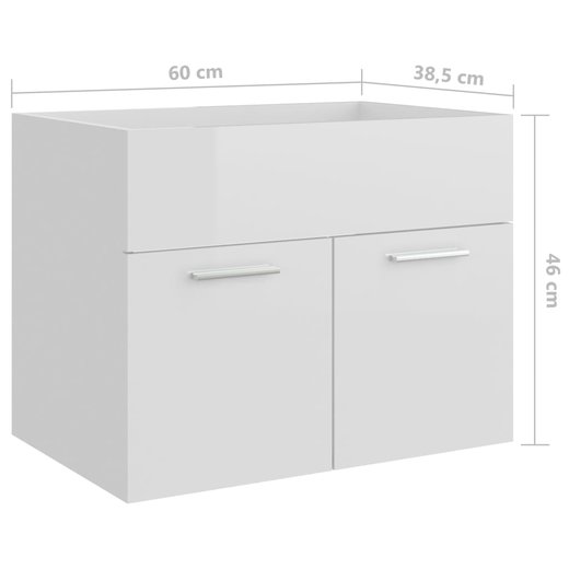 Waschbeckenunterschrank Hochglanz-Wei 60x38,5x46 cm Spanplatte