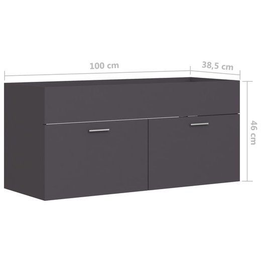 Waschbeckenunterschrank Grau 100x38,5x46 cm Spanplatte