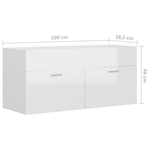 Waschbeckenunterschrank Hochglanz-Wei 100x38,5x46 cm Spanplatte