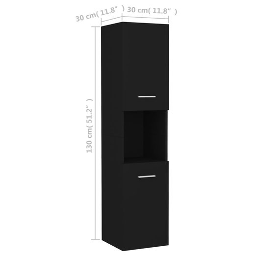 Badezimmerschrank Schwarz 30x30x130 cm Spanplatte