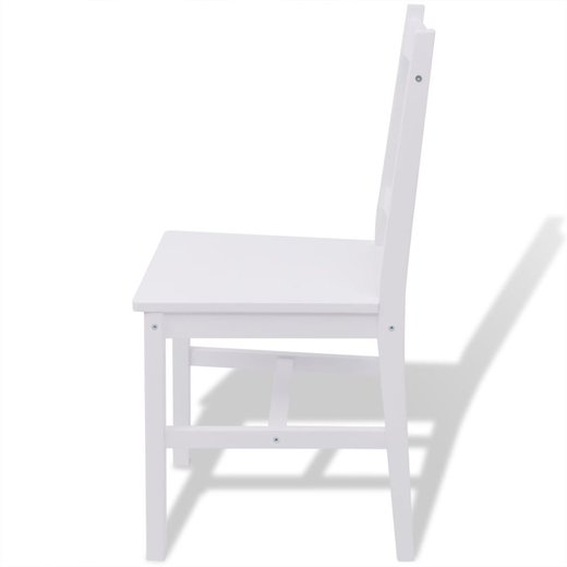Dreiteiliges Esstisch-Set Pinienholz Weiß