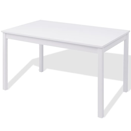 Siebenteiliges Esstisch-Set Pinienholz Weiß