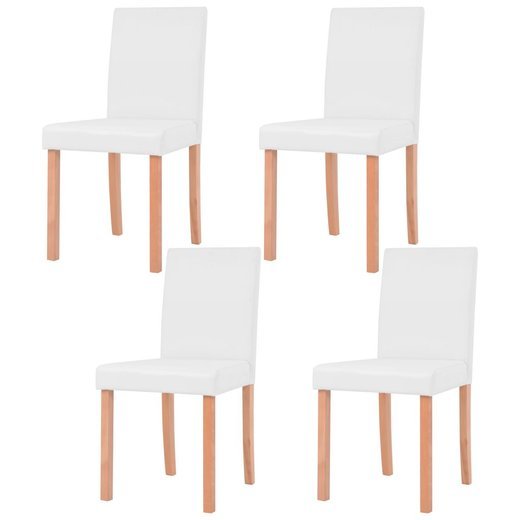 Esszimmertisch und Stühle 5-tlg. Kunstleder Eiche Cremeweiß