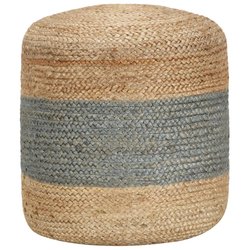 Handgefertigter Sitzpuff Olivgrn 40 x 45 cm Jute