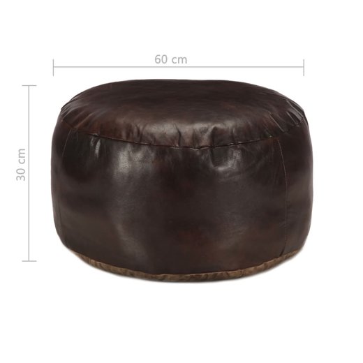 Pouf Dunkelbraun 60 x 30 cm Echtes Ziegenleder