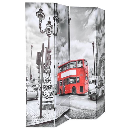 Raumteiler klappbar 160 x 170 cm London Bus Schwarz-Wei