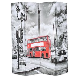 Raumteiler klappbar 160 x 170 cm London Bus Schwarz-Wei