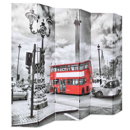 Raumteiler klappbar 228 x 170 cm London Bus Schwarz-Wei