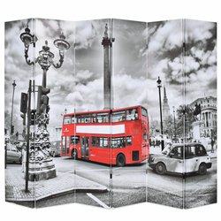 Raumteiler klappbar 228 x 170 cm London Bus Schwarz-Wei