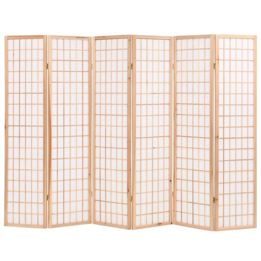 6-tlg. Raumteiler Japanischer Stil Klappbar 240 x 170 cm Natur