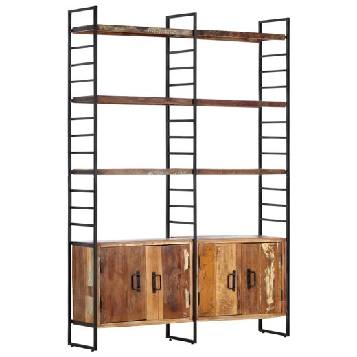 Bcherregal 4 Ebenen 124x30x180 cm Altholz Massiv