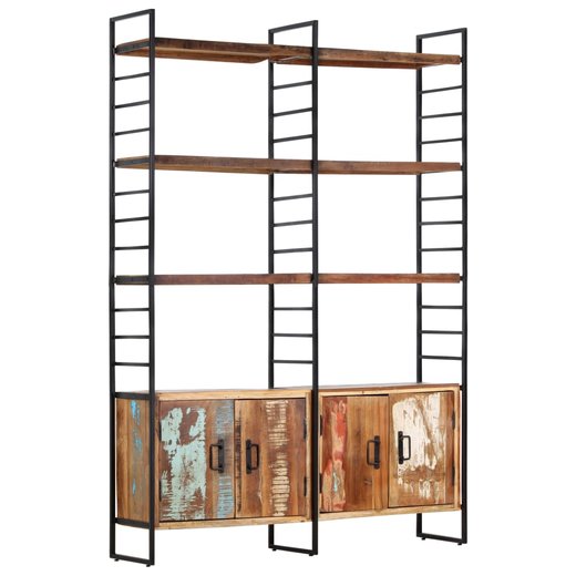 Bcherregal 4 Ebenen 124x30x180 cm Altholz Massiv