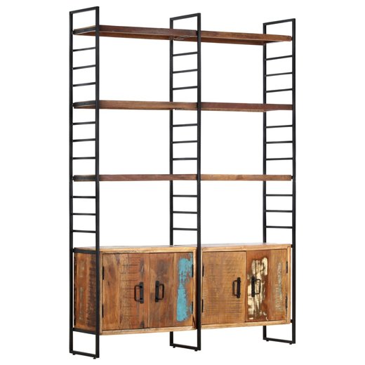 Bcherregal 4 Ebenen 124x30x180 cm Altholz Massiv