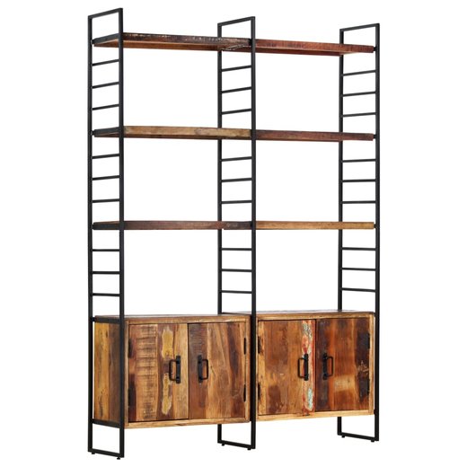 Bcherregal 4 Ebenen 124x30x180 cm Altholz Massiv