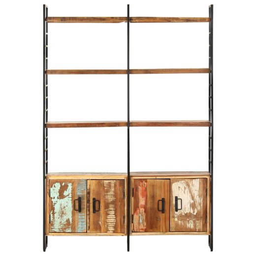 Bcherregal 4 Ebenen 124x30x180 cm Altholz Massiv