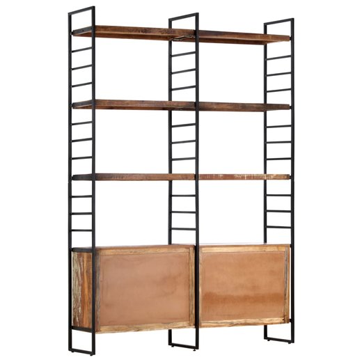 Bcherregal 4 Ebenen 124x30x180 cm Altholz Massiv