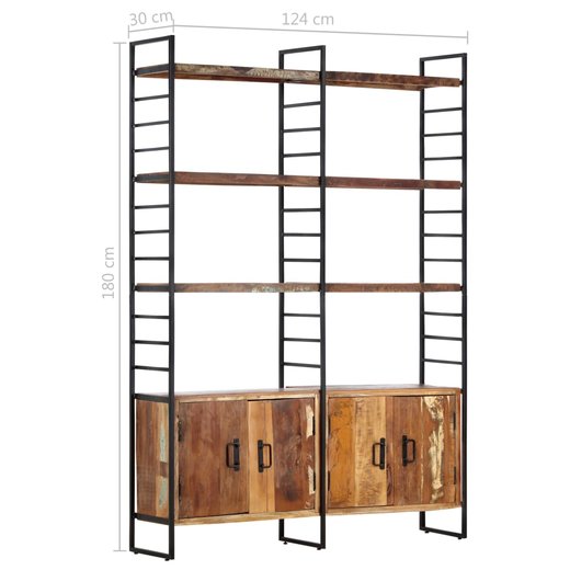 Bcherregal 4 Ebenen 124x30x180 cm Altholz Massiv