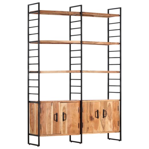 Bcherregal 4 Etagen 124x30x180 cm Massivholz Akazie