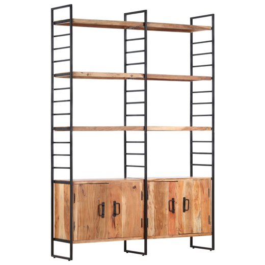 Bcherregal 4 Etagen 124x30x180 cm Massivholz Akazie