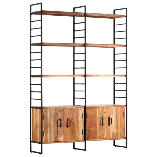 Bcherregal 4 Etagen 124x30x180 cm Massivholz Akazie