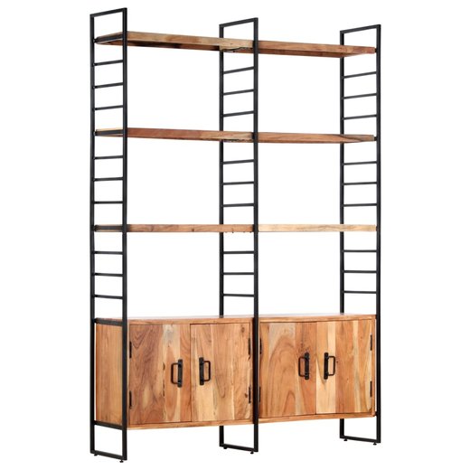 Bcherregal 4 Etagen 124x30x180 cm Massivholz Akazie