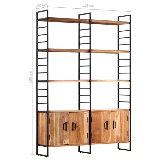 Bcherregal 4 Etagen 124x30x180 cm Massivholz Akazie