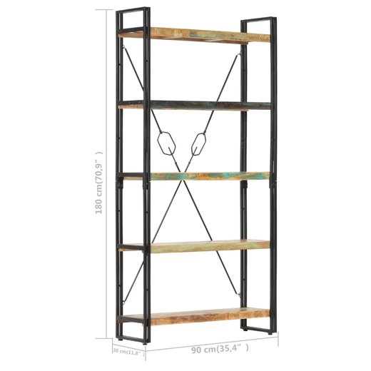 Bcherregal 5 Fcher 90x30x180 cm Altholz Massiv