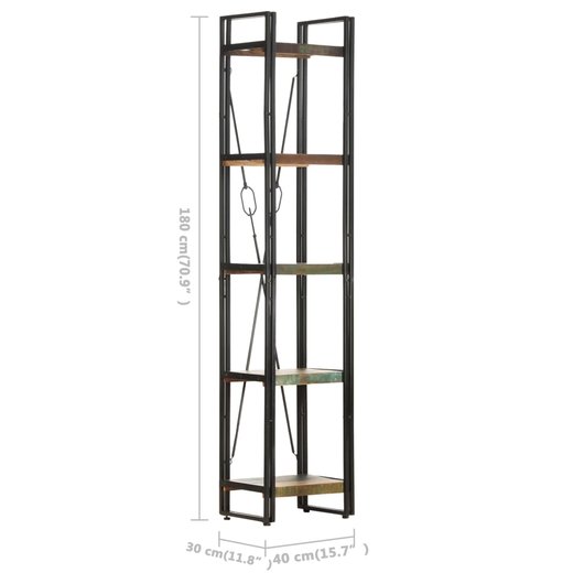 Bcherregal 5 Fcher 40x30x180 cm Altholz Massiv