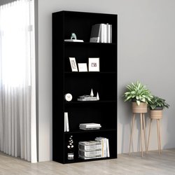 Bcherregal 5 Fcher Schwarz 80 x 30 x 189 cm Spanplatte