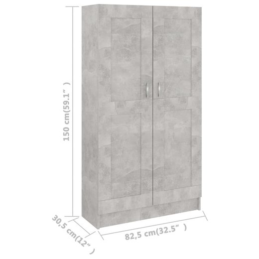 Bcherregal Betongrau 82,5x30,5x150 cm Spanplatte