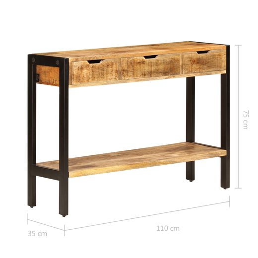 Sideboard mit 3 Schubladen 110 x 35 x 75 cm Massivholz Mango