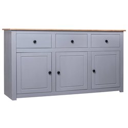 Sideboard Grau 135 x 40 x 80 cm Massivholz Panama-Kiefer