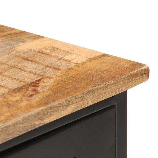Sideboard 110x30x65 cm Raues Mango-Massivholz und Stahl