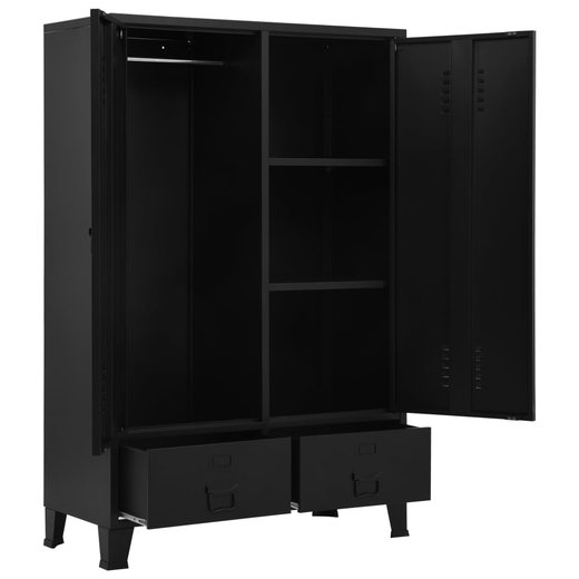 Kleiderschrank Industriell Schwarz 9040140 cm Stahl