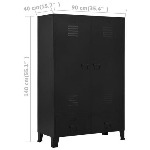 Kleiderschrank Industriell Schwarz 9040140 cm Stahl
