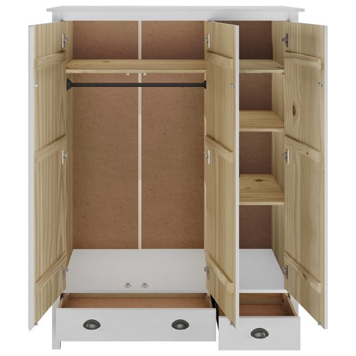 Kleiderschrank mit 3 Tren Hill Range Wei 127x50x170 cm Kiefer