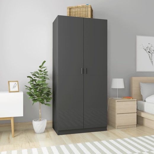 Kleiderschrank Hochglanz-Grau 9052200 cm Spanplatte